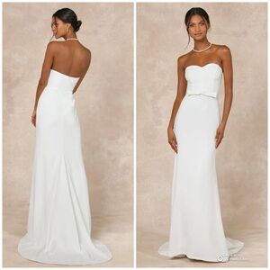 Lulus XL Momentous Romance White Strapless Bow Mermaid Wedding Dress NWT FLAWS